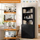 RichYa 71'' Tall Bookcase with 3 Drawers,3 Tier Display Bookshelves for Home Office,Living Room,White