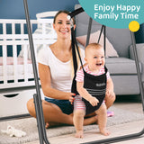 Slevoo 2-in-1 Baby Jumper and Toddler Swing Set with Portable Quick Foldable Stand, Easy Setup, Adjustable Strap, Soft Padded Seat, Black