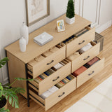 RichYa 47.3'' Drawer Dresser Chest of 6 Storage Drawers for Bedroom, Living Room, Hallway, Oak