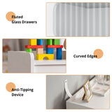 RichYa 6 Drawer Double Dresser,46"W White Chest of Drawer with Fluted Glass,Storage Cabinet for Bedroom Living Room
