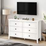 RichYa 6 Drawer Dresser for Bedroom,Chest of Drawers with Metal Knobs,Dresser for Closet,White
