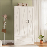 RichYa 71"H Armoire Wardrobe Closet with Drawer,Clothes Storage Cabinet with Hanging Rod,Large Wardrobe Closet with Shelves & 3 Doors for Bedroom
