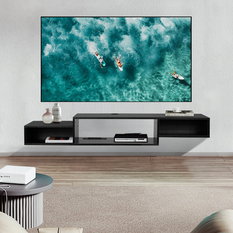 Wall mounted tv online with shelf underneath