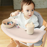 Cowiewie Wooden High Chair with 3 Tray, Toddler Feeding High Chair, 8 Height Adjustments, with Gray Cushion and Harness