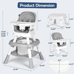 Cowiewie 16-in-1 Convertible High Chairs for Babies Toddlers, Toddler Dining Booster Seat, Grey