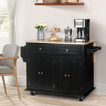 RichYa Kitchen Islands with Storage, Rolling Kitchen Cart with Drop Leaf and Lockable Wheels, Microwave Island Table for Kitchen, Living Room, White