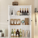 RichYa 4Pcs Kitchen Pantry Storage Cabinet Set,Modular Furniture Cabinets with Drawers,Sideboard Buffet Cabinet with Glass Doors for Dining Room,White