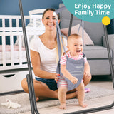 Slevoo 2-in-1 Baby Swing Outdoor, Baby Jumpers and Bouncers with for 6 Months to 6 Years with Portable Quick Foldable Stand, Easy Setup, Adjustable Strap, Soft Padded Seat, Gray