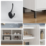 RichYa 71"H Mudroom Storage with Bench,Entryway Hall Tree with Shoe Storage & Coat Rack,Mudroom Furniture for Hallway,White