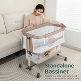 Cowiewie Bassinet Bedside Sleeper, Portable, Breathable, Adjustable Baby Bedside Bassinet for Peaceful Nights, Beige (4.6) | 32 ratings