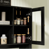RichYa 59.1"W Large Kitchen Pantry Hutch Cabinet, Tall Coffee Bar Storage Cabinet with 6 Glass Doors, 3 Drawers & Microwave Shelf, Freestanding Cupboard with Large Countertop,White