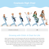 Cowiewie 3-in-1 Convertible Wooden Baby High Chair, 10-Level Height, 2-Tier Removable Tray, 2 Waterproof Cushions for Babies & Toddlers