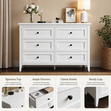 RichYa 6 Drawer Dresser for Bedroom,Chest of Drawers with Metal Knobs,Dresser for Closet,White