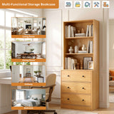 RichYa 71'' Tall Bookcase with 3 Drawers,3 Tier Display Bookshelves for Home Office,Living Room,White