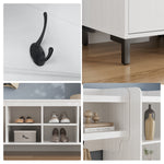 RichYa Mudroom Storage with Bench,Entryway Hall Tree with Shoe Storage & Coat Rack,Mudroom Furniture for Hallway,White