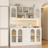 RichYa 64.4''H Kitchen Pantry Cabinet with RGB LED Light,3 Drawers Hutch Buffet Storage Cabinet with Glass Doors & Adjustable Shelves for Dining Room