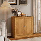 RichYa 31.5W Kitchen Credenza & Sideboard,Buffet Cabinet with Drawer & 2 Glass Doors,Coffee Bar for Dining Room,White