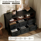 Richya 6 Drawer Dresser for Bedroom,Chest of Drawers with Open Storage Shelf,Modern Dresser for Closet,White + Walnut