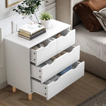 RichYa 4 Drawer Dresser for Bedroom Wood Storage Dresser White Sofa Table Nightstand Chest of Drawer