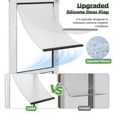 Slevoo Dog Door for Sliding Glass Door, Height Adjustable 79 1/5" to 82", Weatherproof Silicone Flap, Lock Design, White Aluminum Frame, Medium