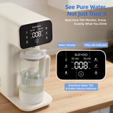 Slevoo Countertop Osmosis Water Filter, 6 Stage Ro Water Filtration System with Glass Pitcher, 4:1 Pure to Drain & TDS Displaying, Warm White