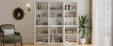 RichYa Curio Cabinets with Glass Doors,Tall Display Cabinet with Storage Shelf,5-Tier Modular Bookcases with Doors for Living Room,Dining Room(AEA)