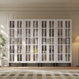 RichYa 4Pcs Pantry Storage Cabinet,Modular Furniture Cabinets with Shelves & Display Glass Doors for Kitchen,Dining Room