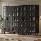 RichYa 4Pcs Pantry Storage Cabinet,Modular Furniture Cabinets with Shelves & Display Glass Doors for Kitchen,Dining Room