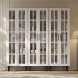 RichYa 3Pcs Grid Bookcases with Doors,Modular Furniture Bookcases,5-Tier Bookshelves with Glass Doors & Study Legs for Living Room