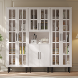 RichYa 3Pcs Grid Bookcases with Doors,Modular Furniture Bookcases,5-Tier Bookshelves with Glass Doors & Study Legs for Living Room