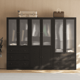 RichYa 3Pcs Armoire Wardrobe Closet with Hanging Rod,Clothes Storage Cabinet with Fluted Glass,Large Closet Organizer for Bedroom,White(ABB)
