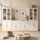 RichYa Kitchen Hutch Pantry Cabinets,94.4''W Modular Furniture Cabinets with Microwave Shelf,Sideboard Buffet Cabinet with Doors and Shelves for Dining Room,Living Room,White