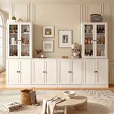 RichYa Kitchen Hutch Pantry Cabinets,94.4''W Modular Furniture Cabinets with Microwave Shelf,Sideboard Buffet Cabinet with Doors and Shelves for Dining Room,Living Room,White
