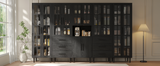RichYa 4Pcs Pantry Storage Cabinet,Modular Furniture Cabinets with Shelves & Display Glass Doors for Kitchen,Dining Room