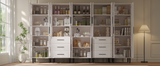 RichYa 4Pcs Pantry Storage Cabinet,Modular Furniture Cabinets with Shelves & Display Glass Doors for Kitchen,Dining Room