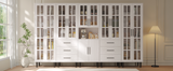 RichYa 4Pcs Pantry Storage Cabinet,Modular Furniture Cabinets with Shelves & Display Glass Doors for Kitchen,Dining Room