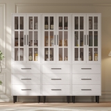 RichYa 3Pcs Grid Bookcases with Doors,Modular Furniture Bookcases,5-Tier Bookshelves with Glass Doors & Study Legs for Living Room
