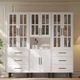 RichYa 3Pcs Grid Bookcases with Doors,Modular Furniture Bookcases,5-Tier Bookshelves with Glass Doors & Study Legs for Living Room