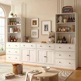 RichYa Kitchen Hutch Pantry Cabinets,94.4''W Modular Furniture Cabinets with Microwave Shelf,Sideboard Buffet Cabinet with Doors and Shelves for Dining Room,Living Room,White