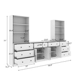 RichYa Kitchen Hutch Pantry Cabinets,94.4''W Modular Furniture Cabinets with Microwave Shelf,Sideboard Buffet Cabinet with Doors and Shelves for Dining Room,Living Room,White