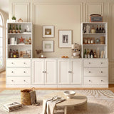 RichYa Kitchen Hutch Pantry Cabinets,94.4''W Modular Furniture Cabinets with Microwave Shelf,Sideboard Buffet Cabinet with Doors and Shelves for Dining Room,Living Room,White
