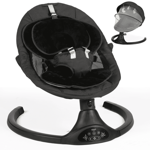 Baby Swing for Infants - Electric Infant Swing with 3 Speeds, Portable Indoor Baby Rocker, Touch Screen and Remote Control, Lullabies Bluetooth, Black