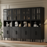 RichYa 4Pcs Pantry Storage Cabinet,Modular Furniture Cabinets with Shelves & Display Glass Doors for Kitchen,Dining Room