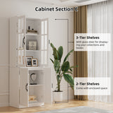 RichYa Curio Cabinets with Glass Doors,Tall Display Cabinet with Storage Shelf,5-Tier Modular Bookcases with Doors for Living Room,Dining Room(AEA)