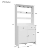 RichYa Entryway Shoe Storage Cabinet with Coat Rack, Shoe Rack Organizer with 2 Drawers & 2 Doors for Living Room,White(B)