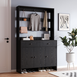 RichYa 65"H Shoe Storage Cabinet with Hat Rack,Entryway Shoe Rack with 2 Drawers,Mudroom Furniture Hall Tree for Hallway,White