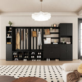 RichYa 71"H Tall Entryway Storage Cabinet,4 Doors Kitchen Pantry Cabinet with Open Shelf,3 Tier Storage Cabinets for Living Room,Entryway,Black