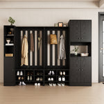 RichYa 71"H Tall Entryway Storage Cabinet,4 Doors Kitchen Pantry Cabinet with Open Shelf,3 Tier Storage Cabinets for Living Room,Entryway,Black
