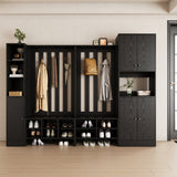 RichYa 71"H Tall Entryway Storage Cabinet,4 Doors Kitchen Pantry Cabinet with Open Shelf,3 Tier Storage Cabinets for Living Room,Entryway,Black
