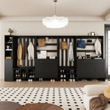 RichYa 71"H Tall Entryway Storage Cabinet,4 Doors Kitchen Pantry Cabinet with Open Shelf,3 Tier Storage Cabinets for Living Room,Entryway,Black